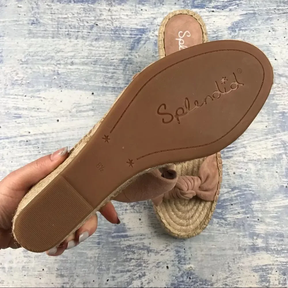 NEW splendid pink bow espadrille sandals‎ leather suede